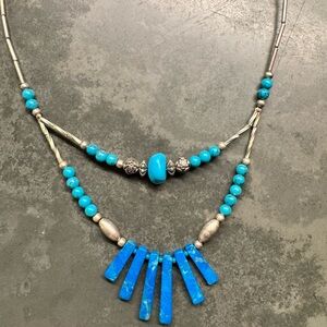 Boho Southwestern Turquoise-Style Beaded Layered Necklace